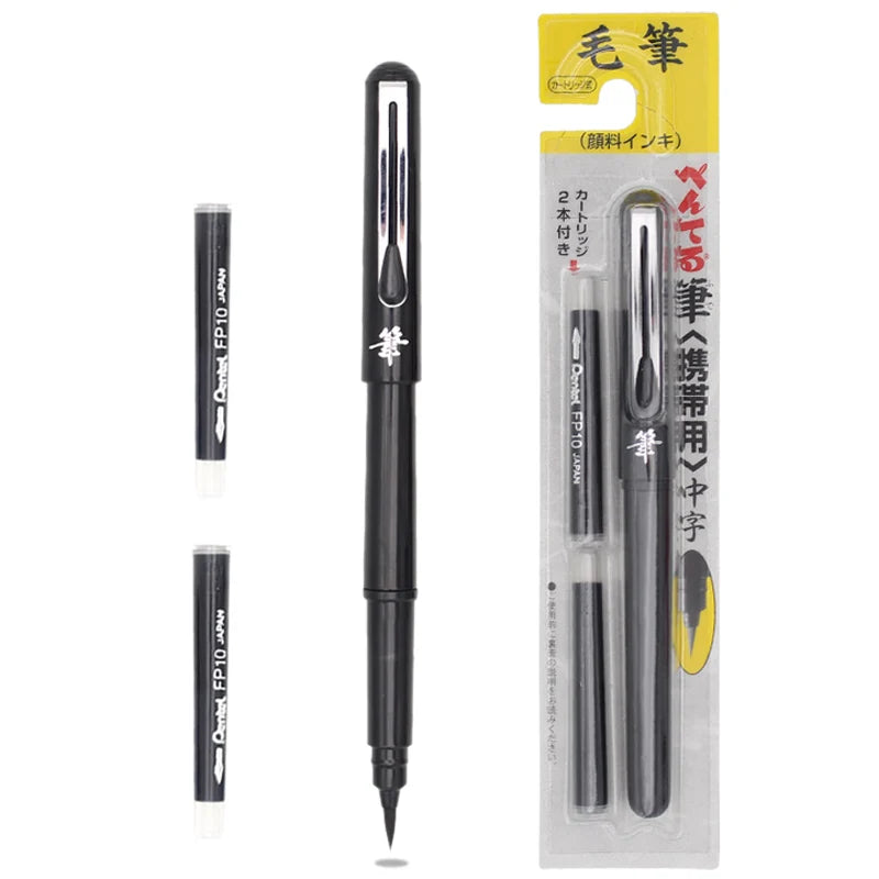 PENTEL Brush Pen Refillable for Calligraphy Includes 2 Black Ink Refills