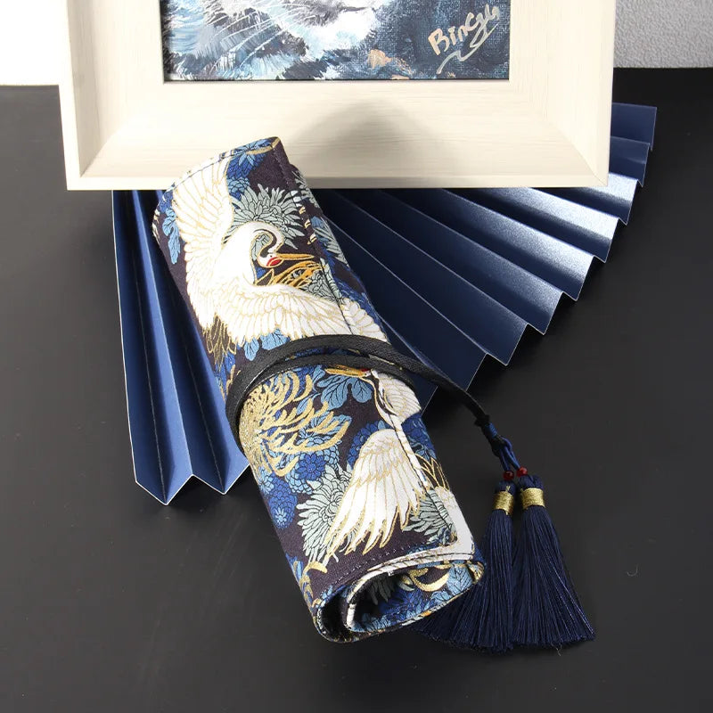 Pencil Case Japanese Retro Style Gold Foil Canvas