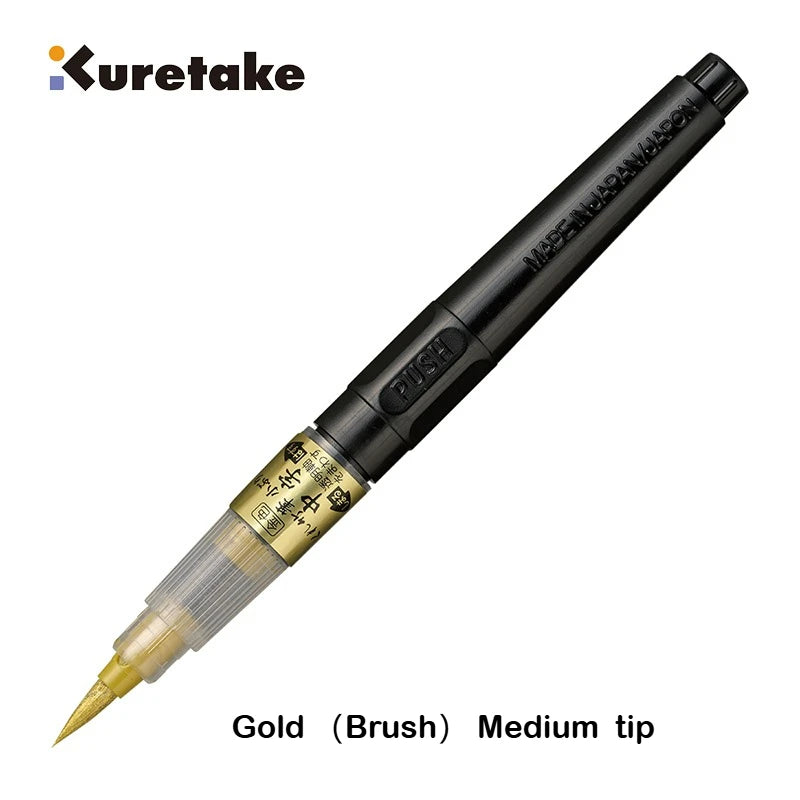 KURETAKE Brush Pen Medium tip marker, Black Ink Refillable