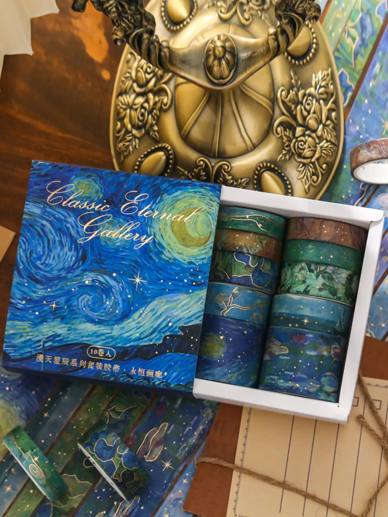 Washi Tape Starry Night with Gold 10 Rolls