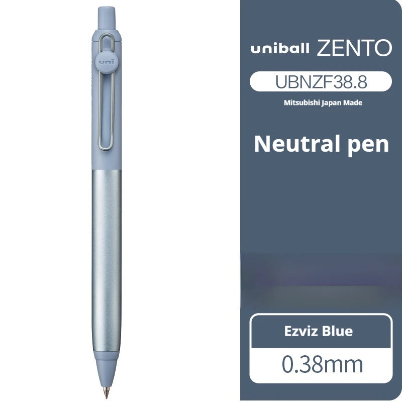Uniball Zento neutral pen with packaging on a white background