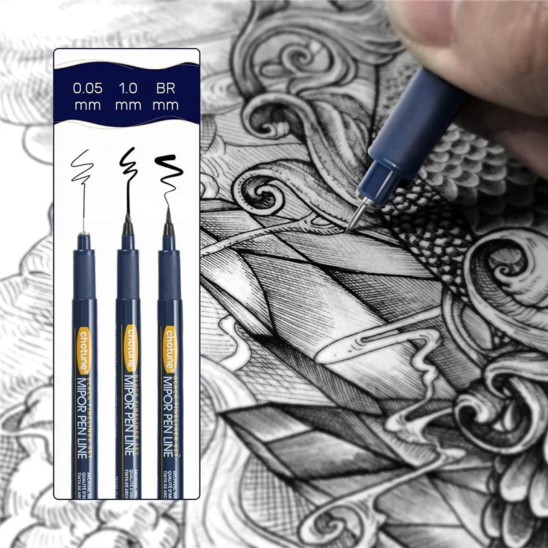 SAKURA Pigma Micron Pens Set of 12 Black Fineliner Marker