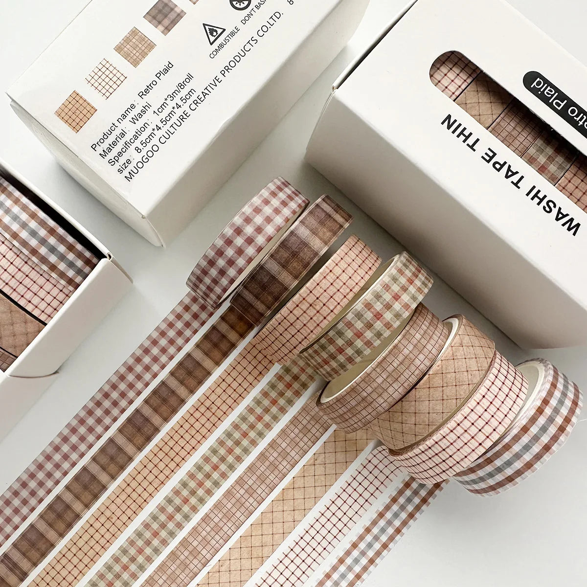 Washi Tape Skinny Retro 8 Rolls