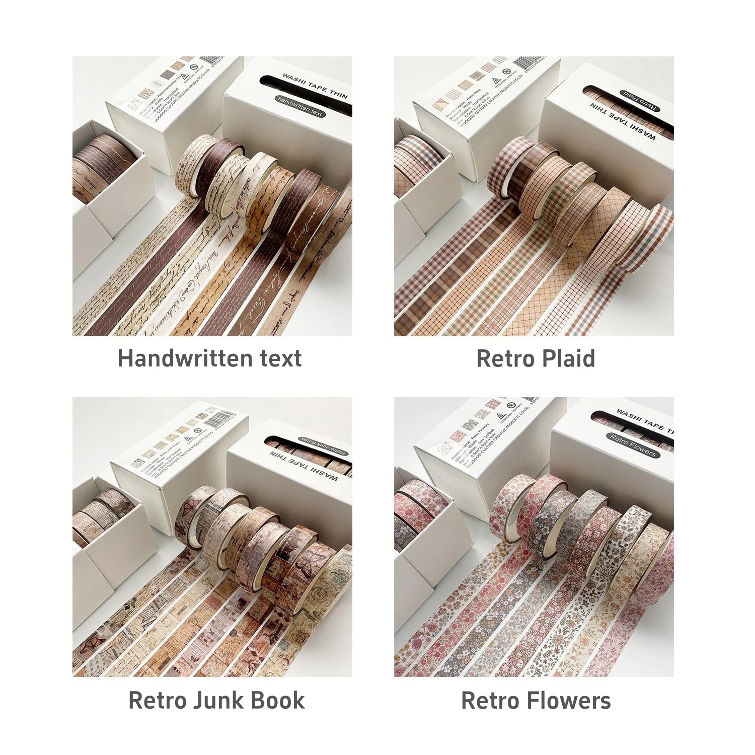 Washi Tape Skinny Retro 8 Rolls