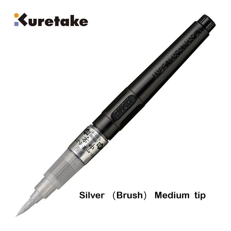 KURETAKE Brush Pen Medium tip marker, Black Ink Refillable