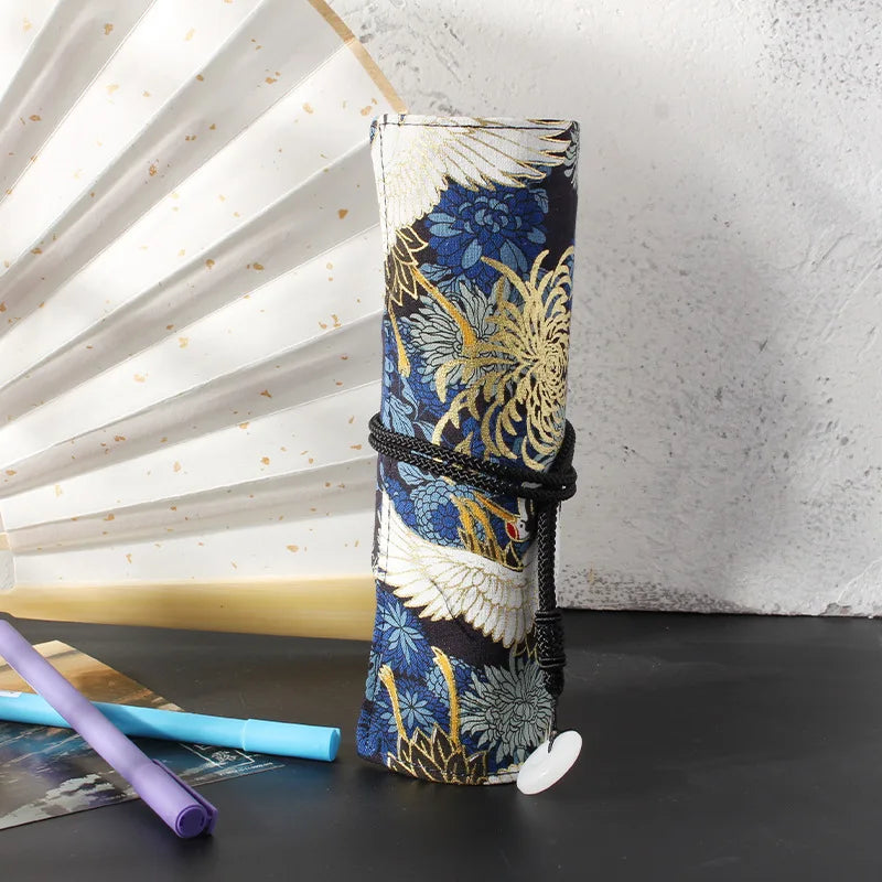 Pencil Case Japanese Retro Style Gold Foil Canvas