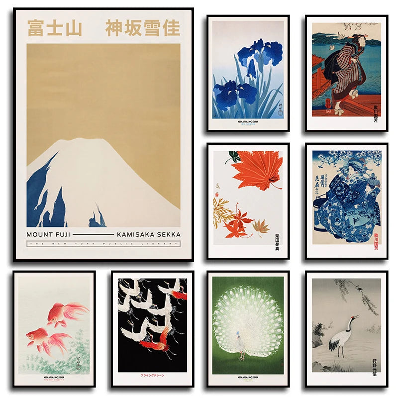 Posters Print Office Decor Minimalist Japanese Artist Exhibition Ohara Koson