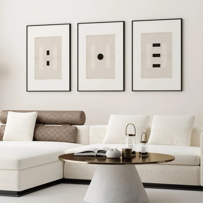 Posters and Prints Canvas Minimalist Japanese Black White Beige Simple Geometry