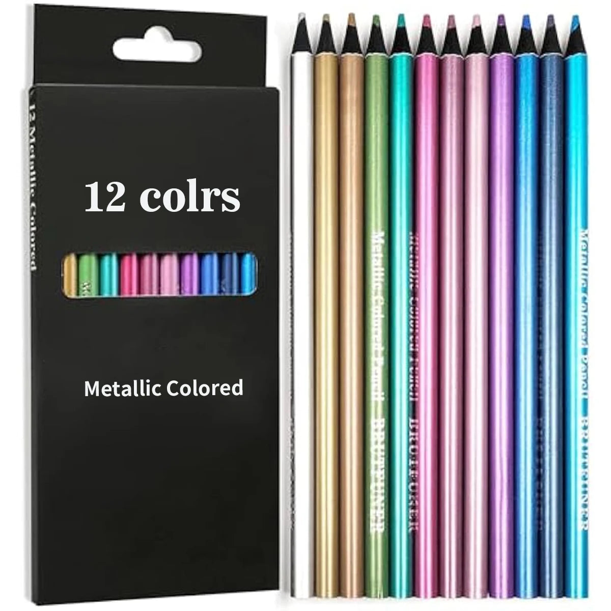 12 Colors Metallic Colored Pencil Drawing and Sketching