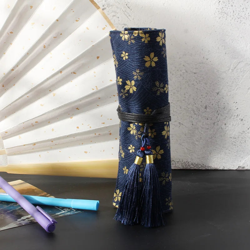 Pencil Case Japanese Retro Style Gold Foil Canvas