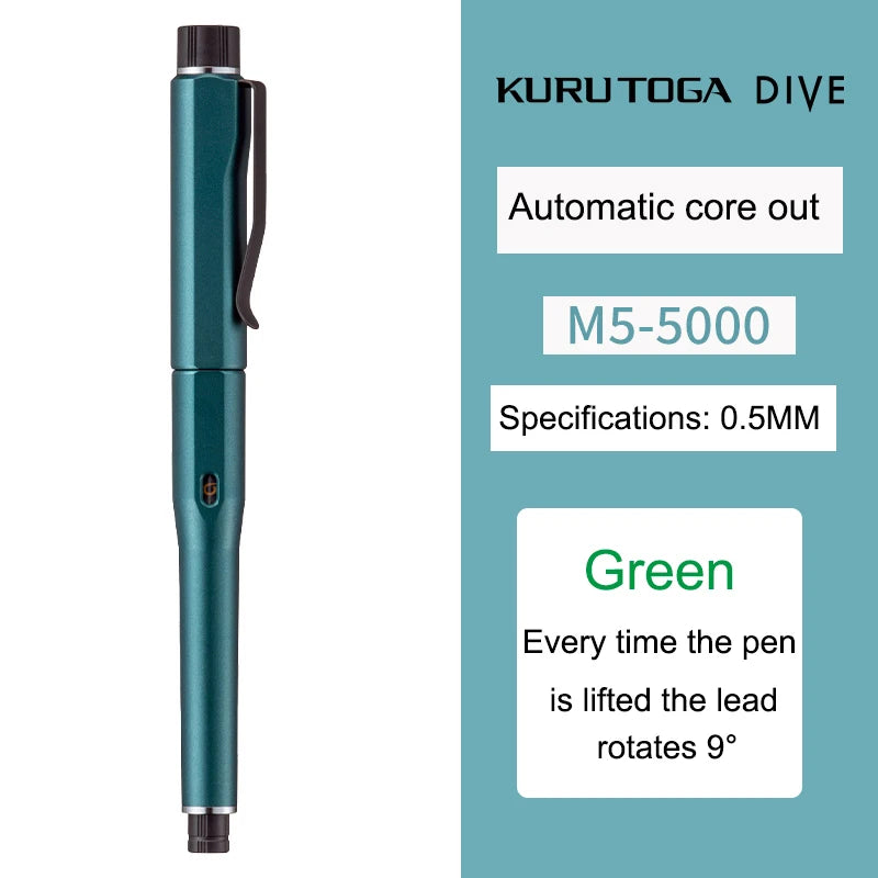 UNI Kuru Toga Dive Metallic Mechanical Pencil Limited Edition M5-5000 0.5mm Automatic Rotation Core