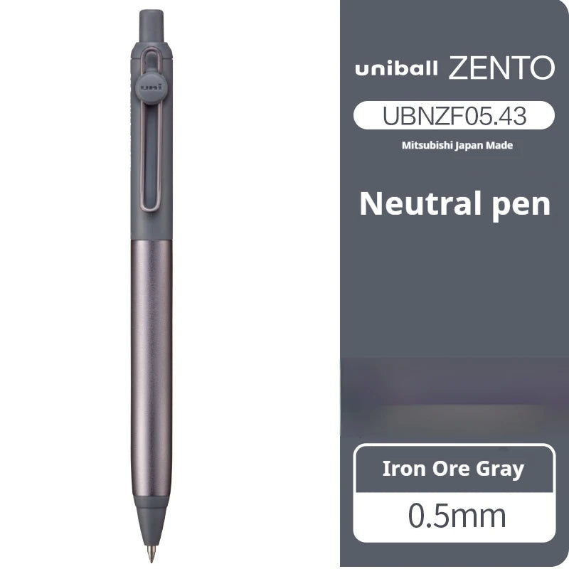 Uniball Zento neutral pen with packaging on a white background