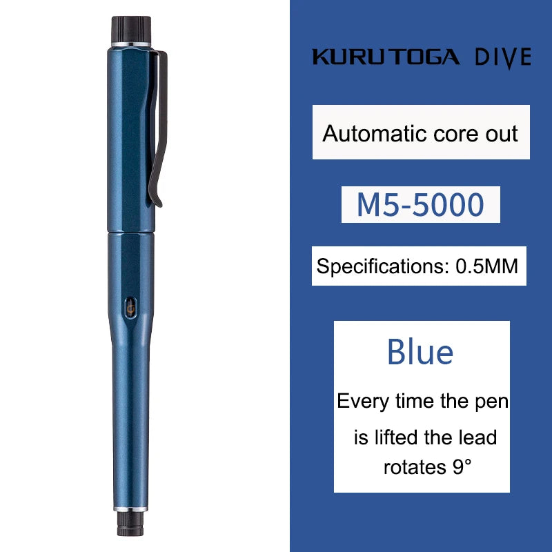 UNI Kuru Toga Dive Metallic Mechanical Pencil Limited Edition M5-5000 0.5mm Automatic Rotation Core