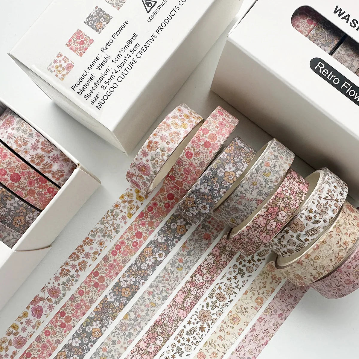 Washi Tape Skinny Retro 8 Rolls