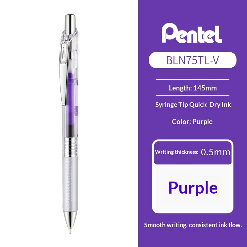 Pentel purple pen with packaging on a white background