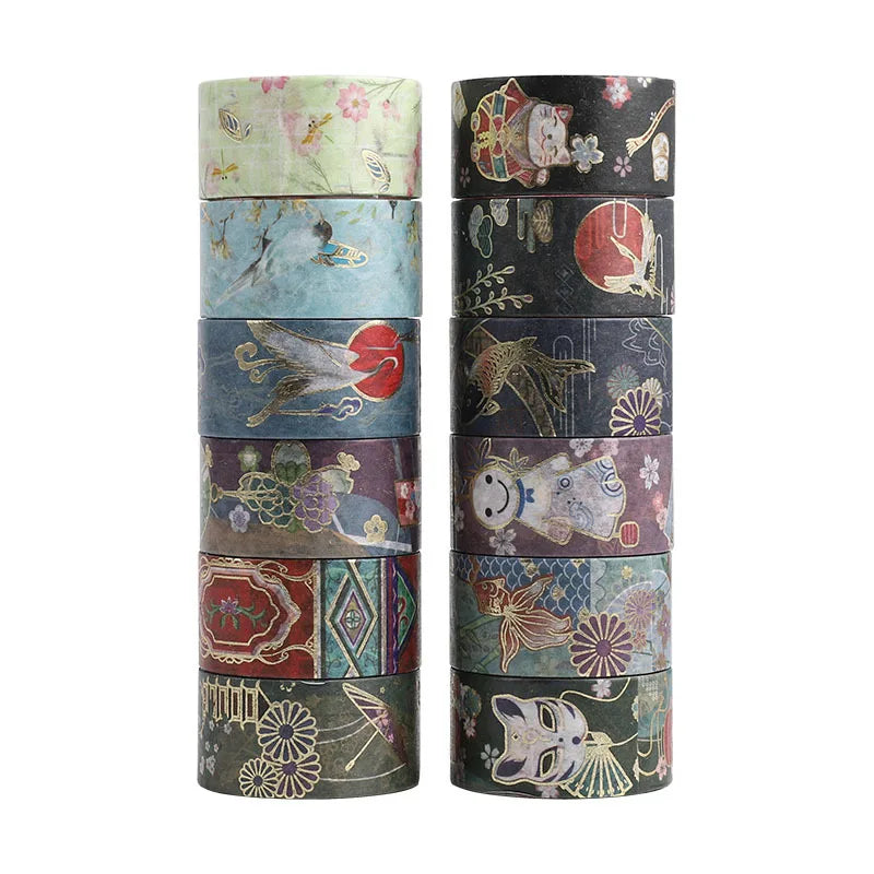 Washi Tape Japanese Motifs 20mm*2m 12 Rolls