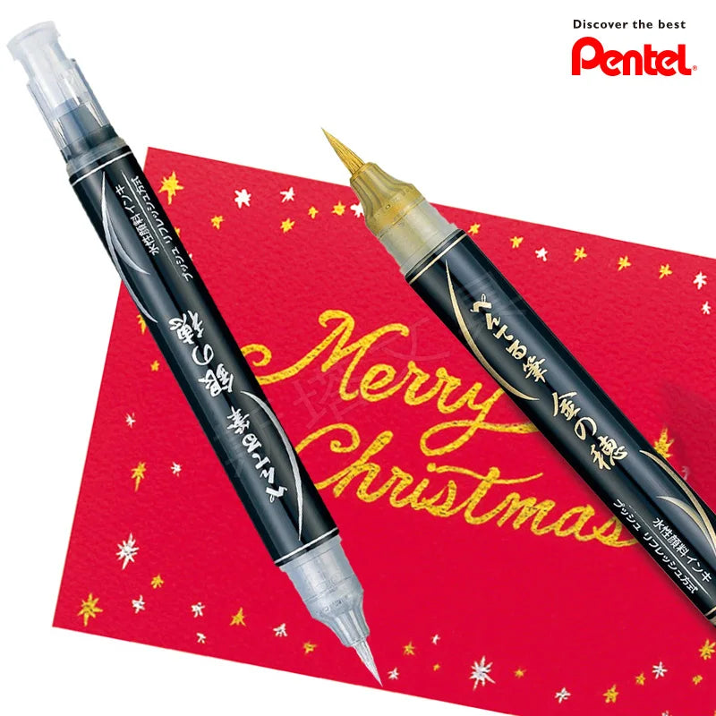 PENTEL Fude Brush Pen Extra Fine,Medium,Bold 1 pcs for Calligraphy