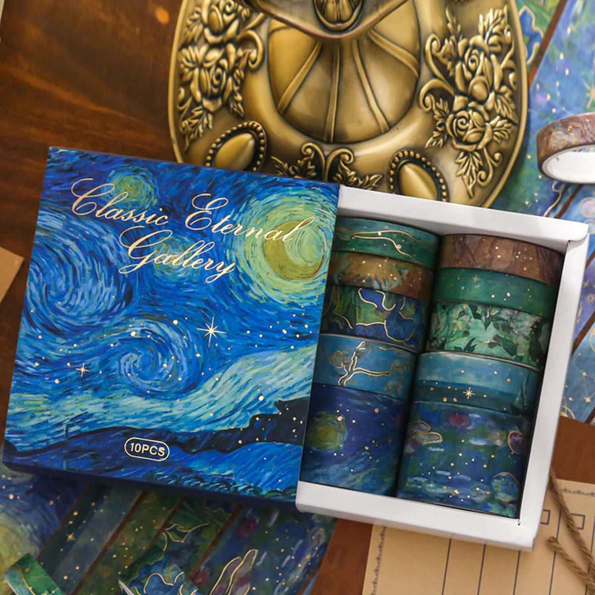 Washi Tape Starry Night with Gold 10 Rolls