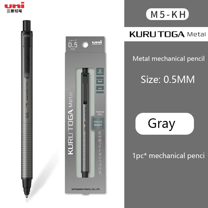 UNI Kuru Toga Mechanical Pencil M5-KW/KH 0.5mm Metal Body Self Rotation Anti-Break Lead