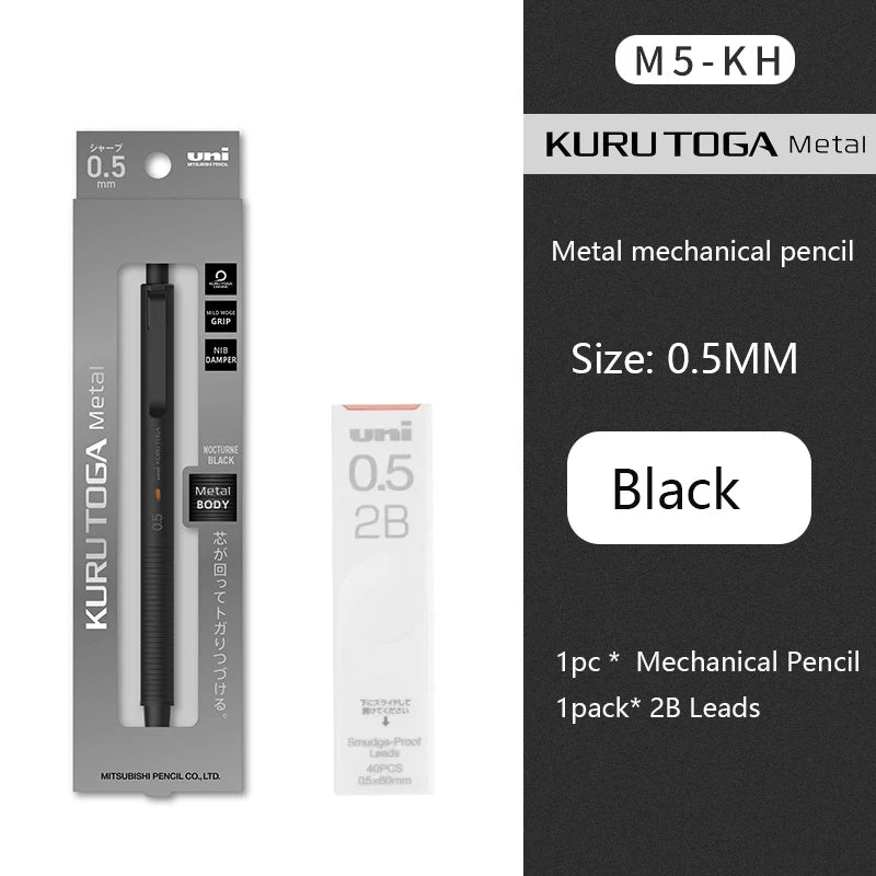 UNI Kuru Toga Mechanical Pencil M5-KW/KH 0.5mm Metal Body Self Rotation Anti-Break Lead