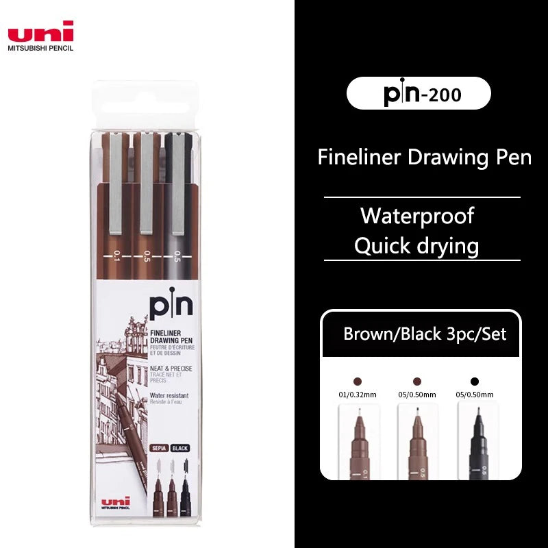 UNI PIN Gel Pen Fineliner Drawing Pin-200 Waterproof 0.25-0.94mm