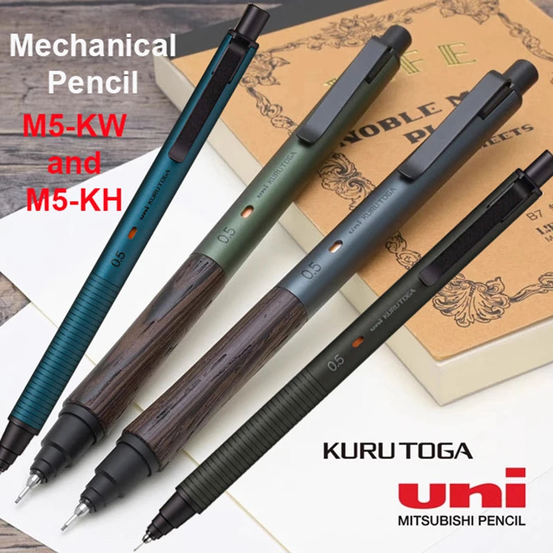 UNI Kuru Toga Mechanical Pencil M5-KW/KH 0.5mm Metal Body Self Rotation Anti-Break Lead