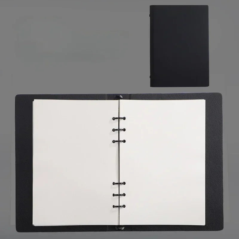 Notepad Minimalist Leather Inner Loose Black/White Paper