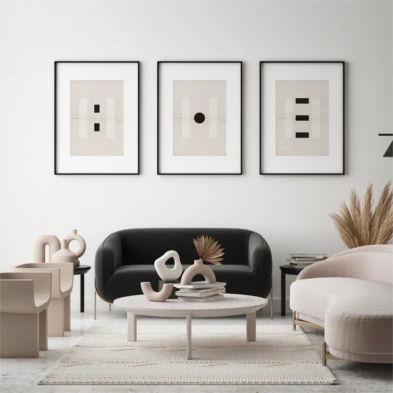 Posters and Prints Canvas Minimalist Japanese Black White Beige Simple Geometry
