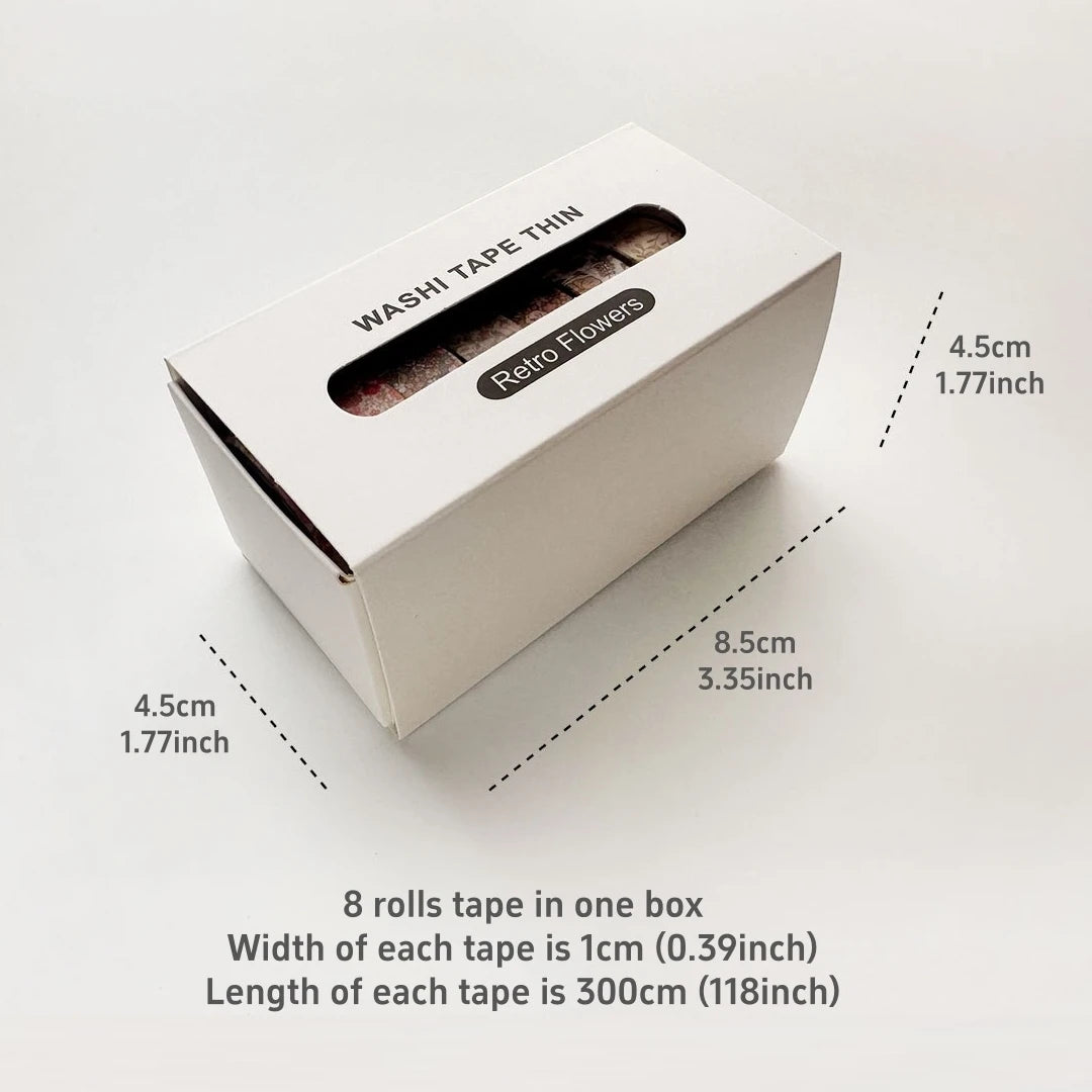 Washi Tape Skinny Retro 8 Rolls