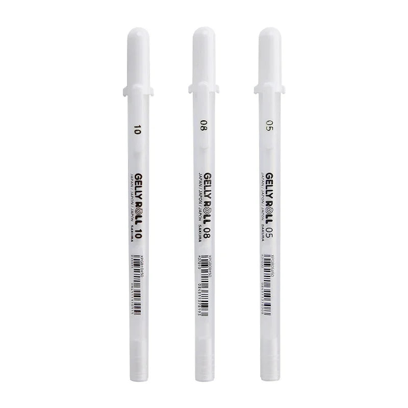 SAKURA Gelly Roll Gel Pen White Color 0.5mm 0.8mm 1.0mm