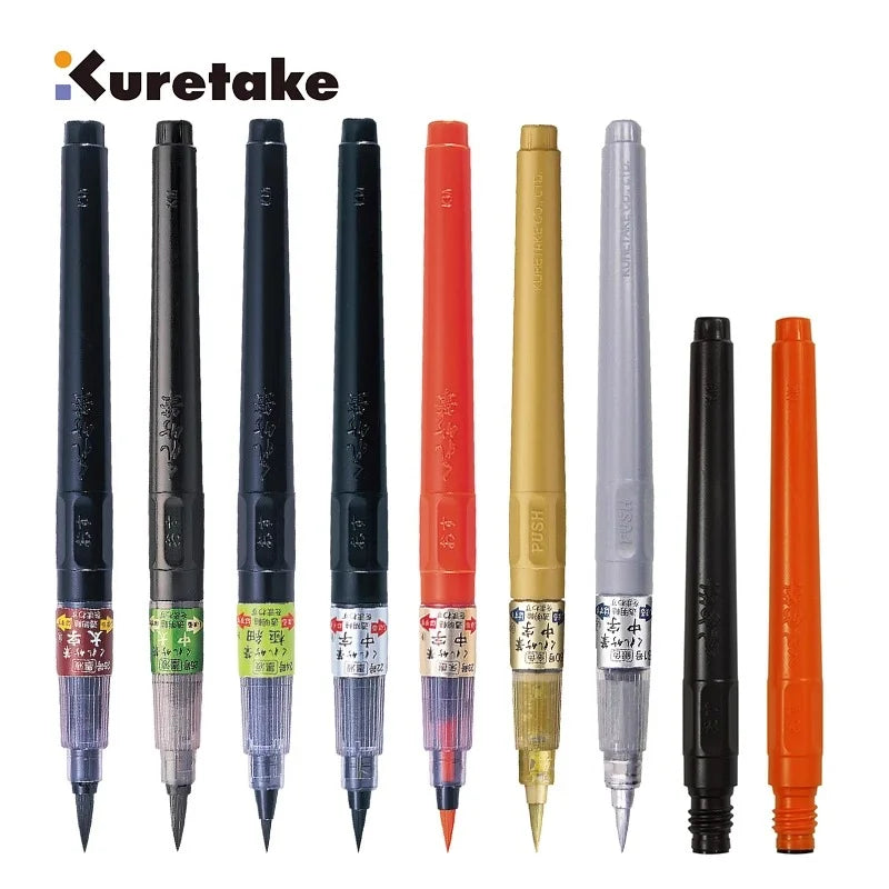 KURETAKE Brush Pen Medium tip marker, Black Ink Refillable