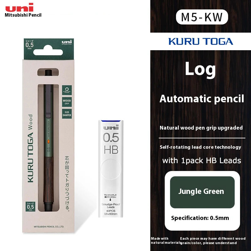 UNI Kuru Toga Mechanical Pencil M5-KW/KH 0.5mm Metal Body Self Rotation Anti-Break Lead