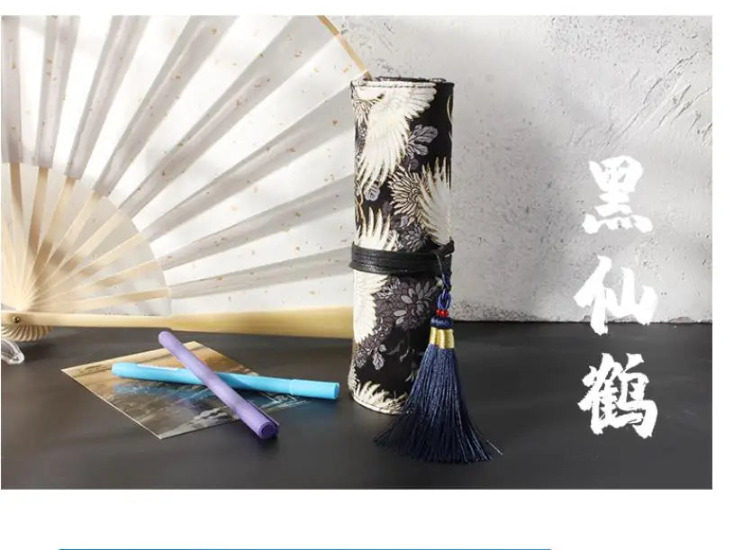 Pencil Case Japanese Retro Style Gold Foil Canvas