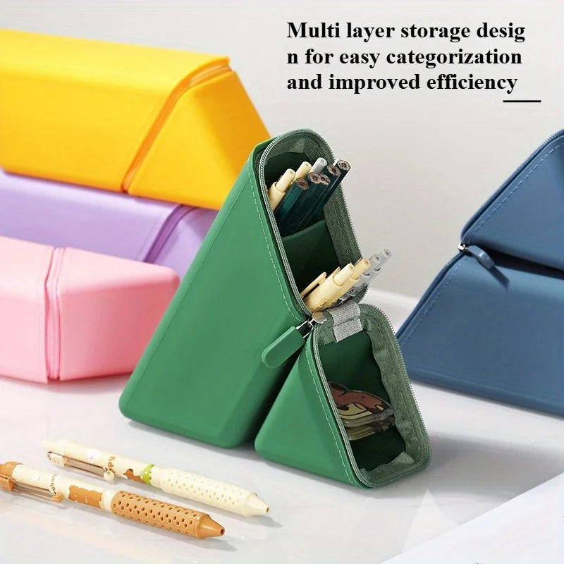 Pencil Case Foldable Silicone Large Capacity Expandable Different Colours