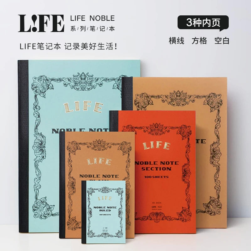 LIFE Noble Note section Notebook 100 sheets Grid/Horizontal A4/A5/B4/B5