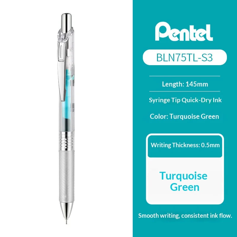 PENTEL EnerGel Colored Retractable Gel Pen Clear Barrel Quick-Dry Ink