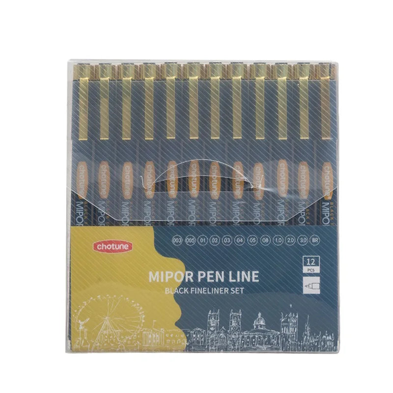 SAKURA Pigma Micron Pens Set of 12 Black Fineliner Marker