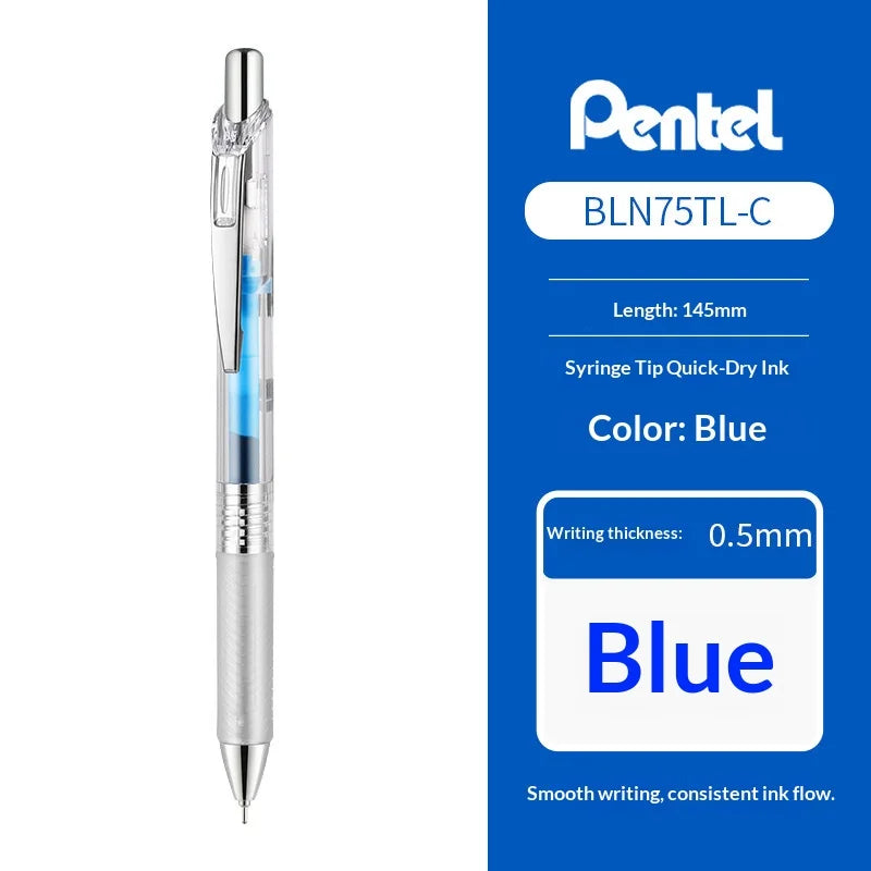 PENTEL EnerGel Colored Retractable Gel Pen Clear Barrel Quick-Dry Ink