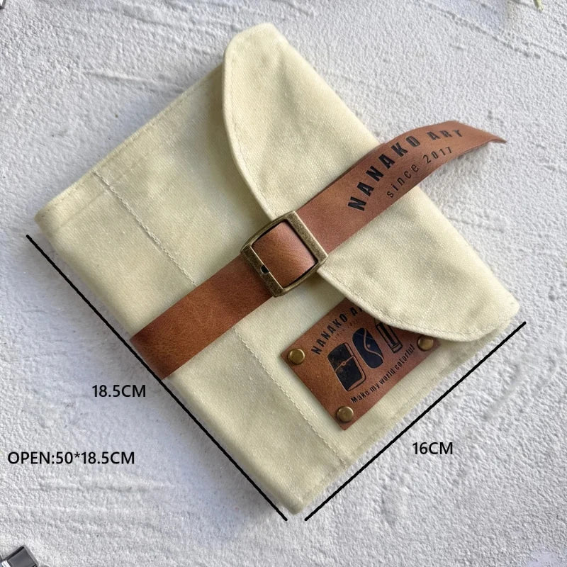 Pencil Bag Oil Wax Leather Waterproof Canvas