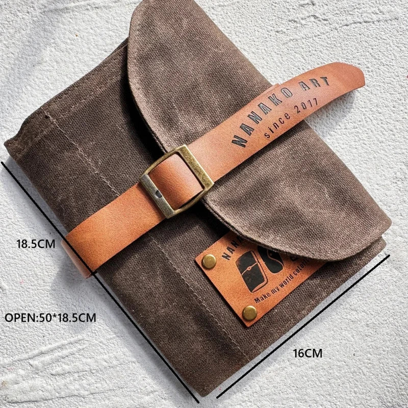 Pencil Bag Oil Wax Leather Waterproof Canvas