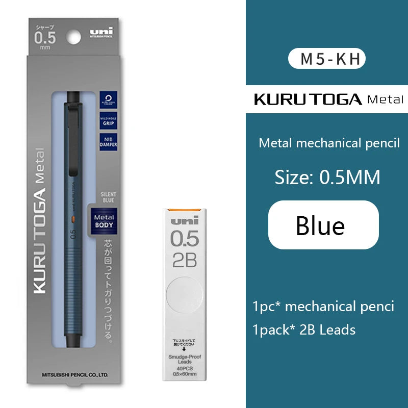UNI Kuru Toga Mechanical Pencil M5-KW/KH 0.5mm Metal Body Self Rotation Anti-Break Lead