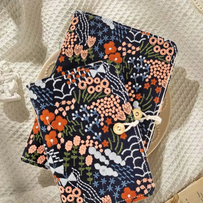 Notebook A5/A6 Loose Leaf Cotton and Linen Embroidered Cover 90 Sheets/180 Pages