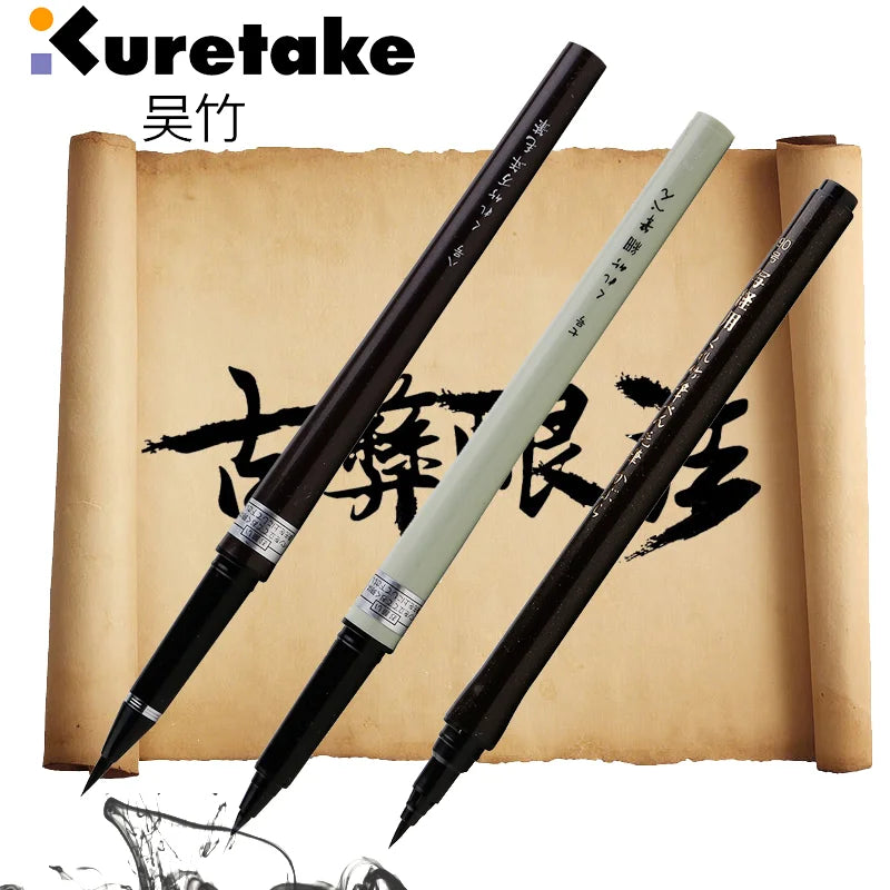 KURETAKE Brush Pen Medium tip marker, Black Ink Refillable