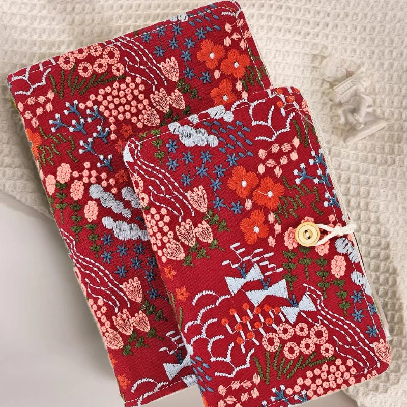 Notebook A5/A6 Loose Leaf Cotton and Linen Embroidered Cover 90 Sheets/180 Pages