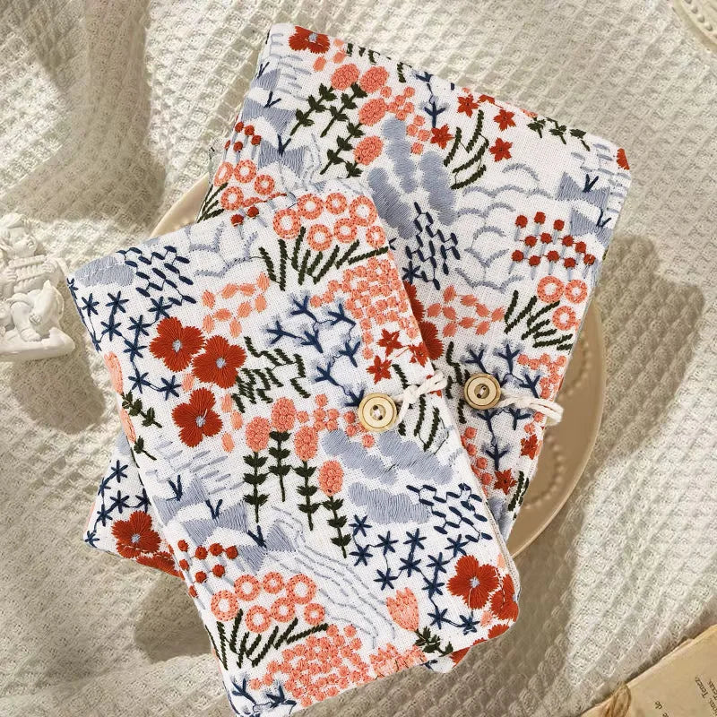 Notebook A5/A6 Loose Leaf Cotton and Linen Embroidered Cover 90 Sheets/180 Pages