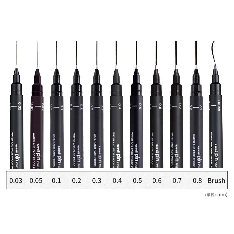 UNI PIN Gel Pen Fineliner Drawing Pin-200 Waterproof 0.25-0.94mm