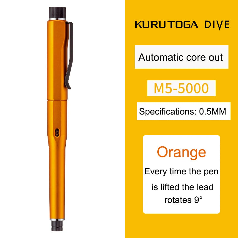 UNI Kuru Toga Dive Metallic Mechanical Pencil Limited Edition M5-5000 0.5mm Automatic Rotation Core