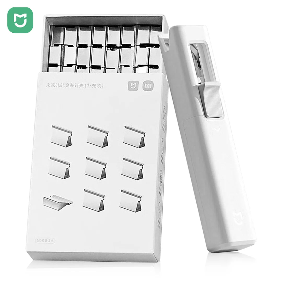 MIJIA Hand Paper Clipper With 168 Refills Metal pusher Stapler