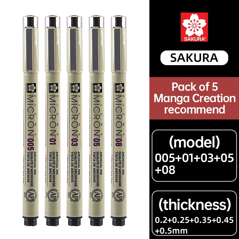 SAKURA Pens Set Waterproof FineLiner Pigma
