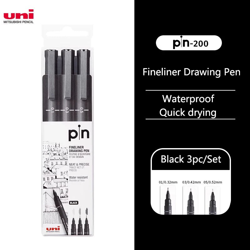 UNI PIN Gel Pen Fineliner Drawing Pin-200 Waterproof 0.25-0.94mm